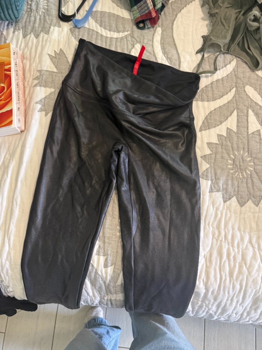 Large Spanx leggings, faux leather look